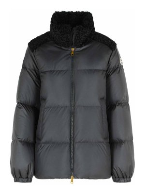 MONCLER: padded jackets - Short Down Jacket With Black Polyester  Trim