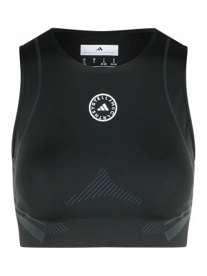 ADIDAS BY STELLA MCCARTNEY: Tops & Tank tops - Black Polyester Blend Crop Top