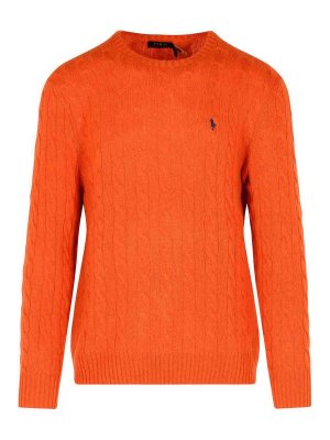 POLO RALPH LAUREN: Strickpullover mit Rundhalsausschnitt - Rundhalspullover - Orange