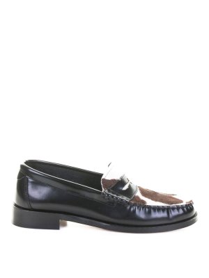 FURLA: Loafers & Slippers - Women's black leather moccasin