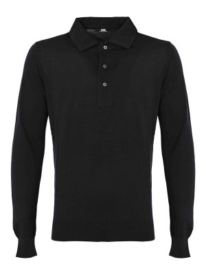 ALPHA STUDIO: polo shirts - Long-Sleeved Polo Shirt In Merino Wool