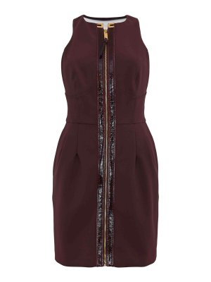 ELISABETTA FRANCHI: knee length dresses - Double Crepe Dress With Craquel Details