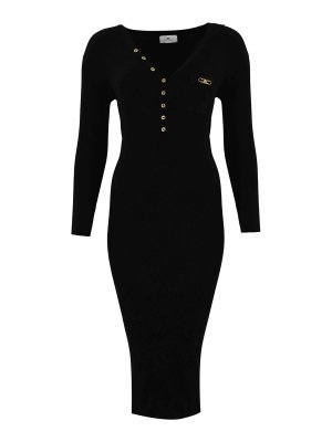 ELISABETTA FRANCHI: knee length dresses - Ribbed Knit Dress With Pocket