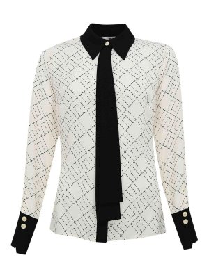 ELISABETTA FRANCHI: shirts - Georgette Shirt With Two-Tone Logo Print