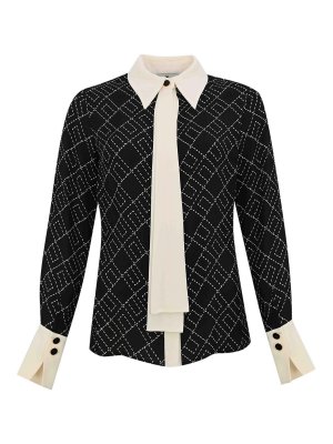 ELISABETTA FRANCHI: shirts - Georgette Shirt With Two-Tone Logo Print