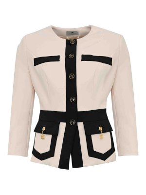 ELISABETTA FRANCHI: casual jackets - Color-Block Double Crepe Jacket
