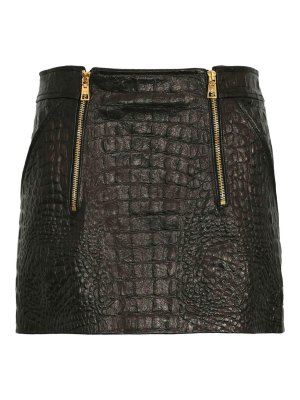 ELISABETTA FRANCHI: gonne di pelle - Mini Gonna In Pelle Con Stampa Cocco