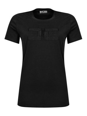 ELISABETTA FRANCHI: t-shirts - Jersey T-Shirt With Double Embroidered Logo