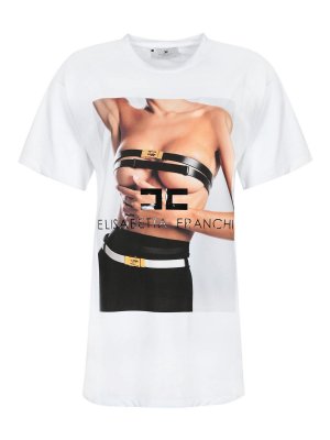 ELISABETTA FRANCHI: t-shirts - Cotton T-Shirt With Photographic Print