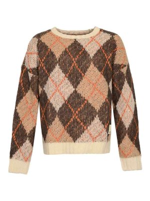 GIORGIO ARMANI: crew necks - Argyle Jacquard Wool Blend Sweater