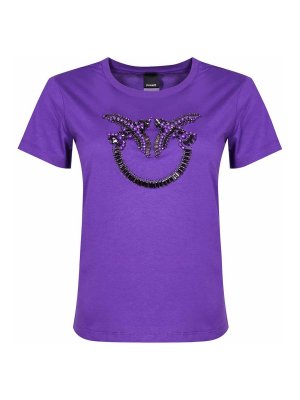 Pinko: t-shirts - Quentin Jewel Logo T-Shirt