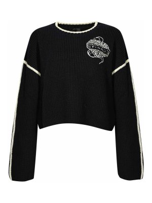 Pinko: crew necks - Alicudi Sweater With Jewel Embroidery