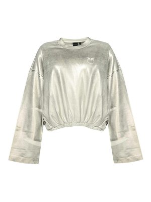 Pinko: Sweatshirts & Sweaters - Libero Sweatshirt In Metallic Cotton