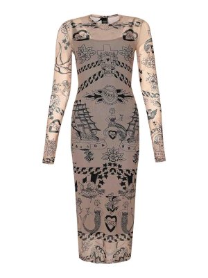 Pinko: knee length dresses - Aneletti Dress In Printed Tulle