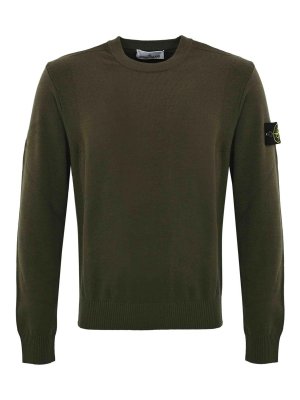 STONE ISLAND: Strickpullover mit Rundhalsausschnitt - Rundhalspullover - Grün