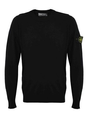 STONE ISLAND: Suéteres con cuello pico - Suéter Cuello Redondo - Negro