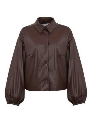 TWINSET: leather jacket - Leather-Look Jacket With Puff Sleeves