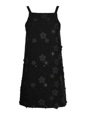 TWINSET: knee length dresses - Boucle Dress With Floral Appliques