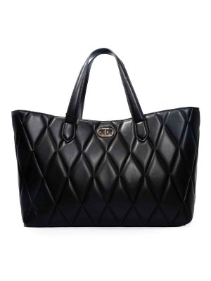 TWINSET: totes bags - Quilted Shopper Bag With Oval-T Logo