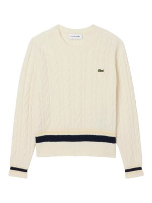 LACOSTE: maglia collo rotondo - Maglia  Beige