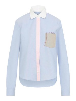 Marni: shirts - Baby Shirt With Embroidered Front Pocket