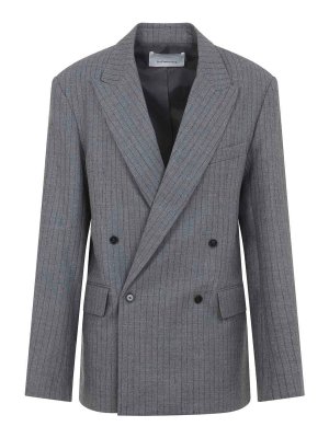 THE FRANKIE SHOP: blazers - Newark Pinstripe Double Breasted Blazer