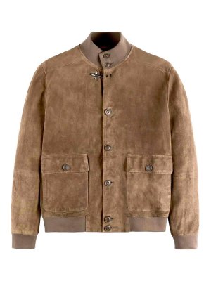 FAY: bombers - Leather Buttoned Bomber