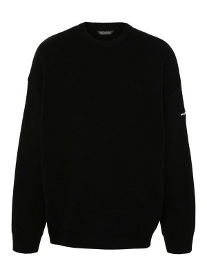 BALENCIAGA: Strickpullover mit Rundhalsausschnitt - Rundhalspullover - Schwarz