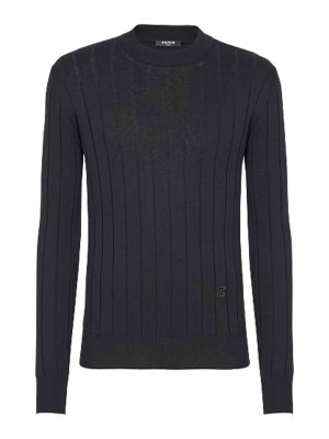 Balmain: Pull col rond - Pull Col Rond - Noir