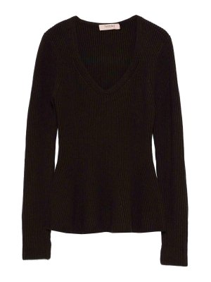 TWINSET: Suéteres con cuello pico - Suéter Cuello Redondo - Negro