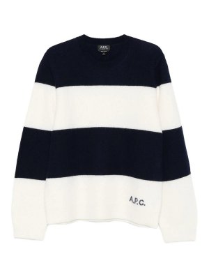 A.P.C.: Strickpullover mit Rundhalsausschnitt - Rundhalspullover - Blau