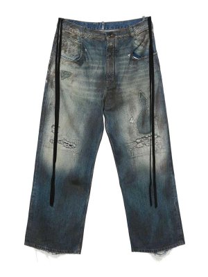 ANN DEMEULEMEESTER: ベルボトムジーンズ - フレアジーンズ - ブルー