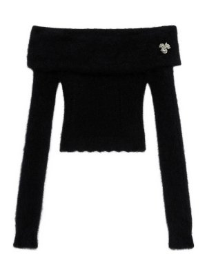 BLUMARINE: Suéteres con cuello pico - Suéter Cuello Redondo - Negro