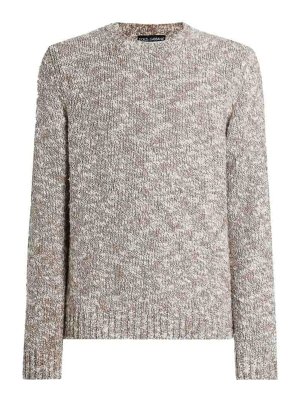 DOLCE & GABBANA: Strickpullover mit Rundhalsausschnitt - Rundhalspullover - Beige