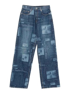 Palm Angels: Jeans patte d'éléphant - Jean Évasé - Bleu