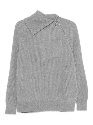 SPORTMAX: Strickpullover mit Rundhalsausschnitt - Rundhalspullover - Grau