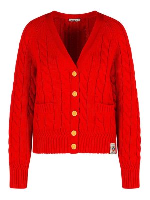 BALLY: cardigans - Red Extrafine Merino Wool Cardigan