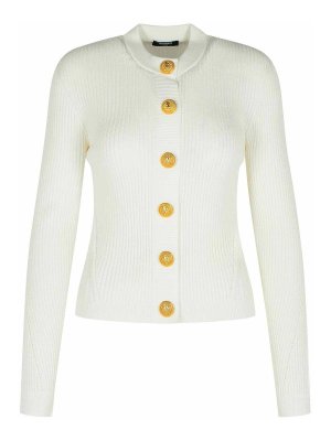 Balmain: crew necks - White Viscose Blend Sweater