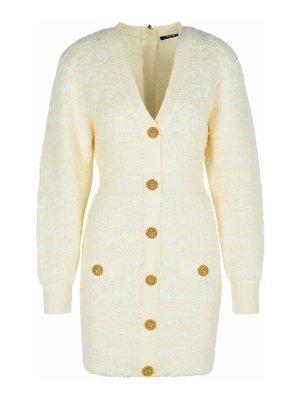 Balmain: one-piece - White Wool Blend Dress