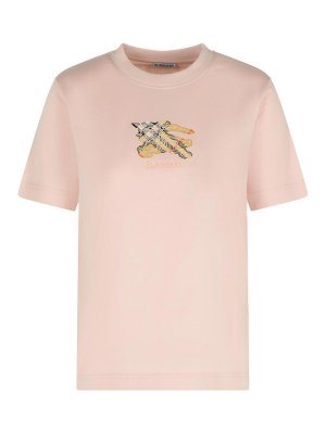 BURBERRY: t-shirts - Pink Cotton T-Shirt