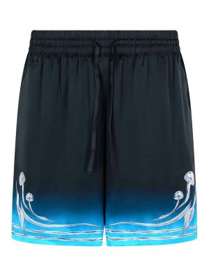 CASABLANCA: pantaloni shorts - Pantaloncini di bermuda di seta nera
