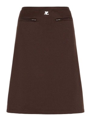 Courreges: Knee length skirts & Midi - Brown Polyester Skirt