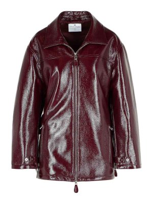 Courreges: leather jacket - Vinyl Burgundy Cotton Blend Jacket