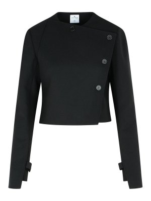 Courreges: casual jackets - Oblique Black Wool Blend Jacket