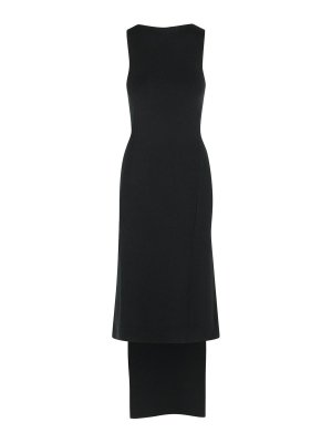 Courreges: maxi dresses - Oblique Dress In Black Viscose Blend