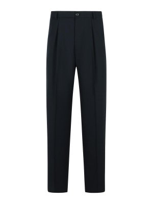 DRIES VAN NOTEN: casual trousers - Penrud Straight Black Wool Pants