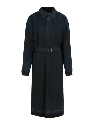 Maison Margiela: cappotti trench - Trench in lana vergine nera