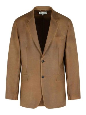 Maison Margiela: blazers - Blazer In Mohair And Brown Wool