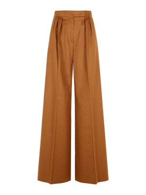 Max Mara: casual trousers - Borneo 1234 Wide Camel Leather Pants