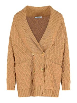 Max Mara: cardigans - Mirca Double-Breasted Camel Yarn Cardigan